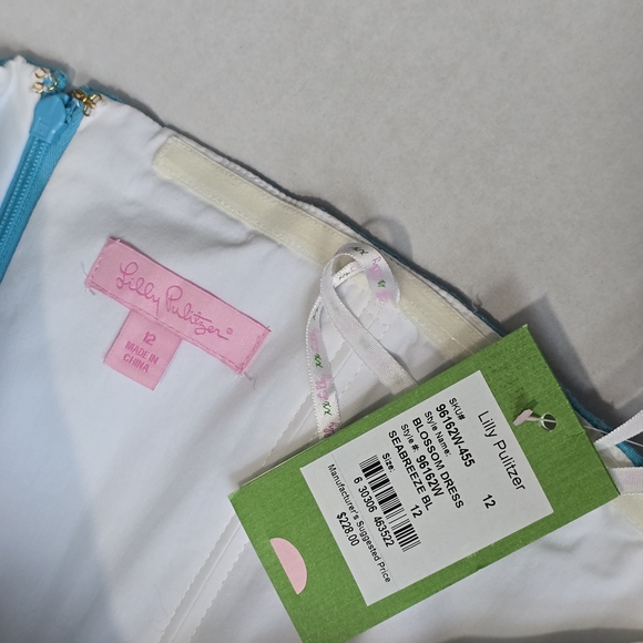 Lilly Pulitzer Strapless Blue Floral Spring Summer Cotton Dress Sz 12 - Picture 5 of 8